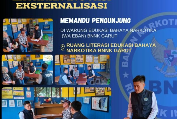 PERKUAT LAYANAN INOVASI EKSTERNALISASI, BNNK GARUT MEMANDU PENGUNJUNG DI WARUNG EDUKASI BAHAYA NARKOTIKA (WA EBAN)