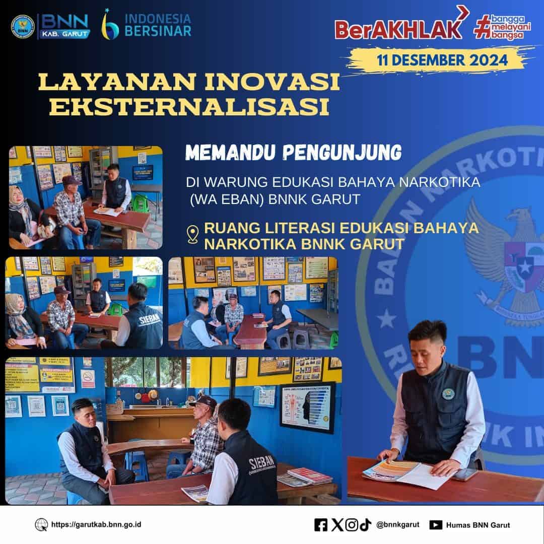 PERKUAT LAYANAN INOVASI EKSTERNALISASI, BNNK GARUT MEMANDU PENGUNJUNG DI WARUNG EDUKASI BAHAYA NARKOTIKA (WA EBAN) PERKUAT LAYANAN INOVASI EKSTERNALISASI, BNNK GARUT MEMANDU PENGUNJUNG DI WARUNG EDUKASI BAHAYA NARKOTIKA (WA EBAN)
