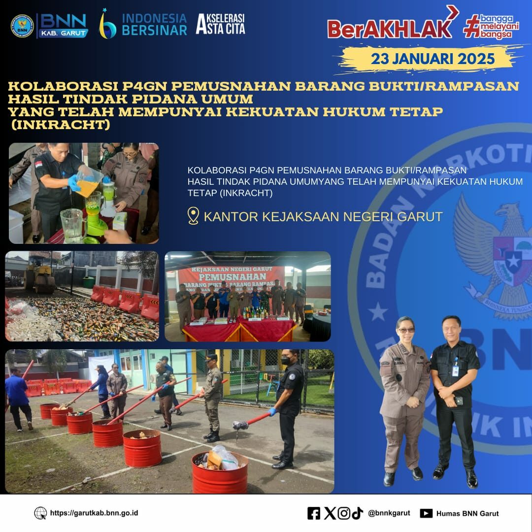 Kolaborasi P4GN Pemusnahan Barang Bukti Tindak Pidana Umum Yang Telah Mempunyai Kekuatan Hukum Tetap Kolaborasi P4GN Pemusnahan Barang Bukti Tindak Pidana Umum Yang Telah Mempunyai Kekuatan Hukum Tetap