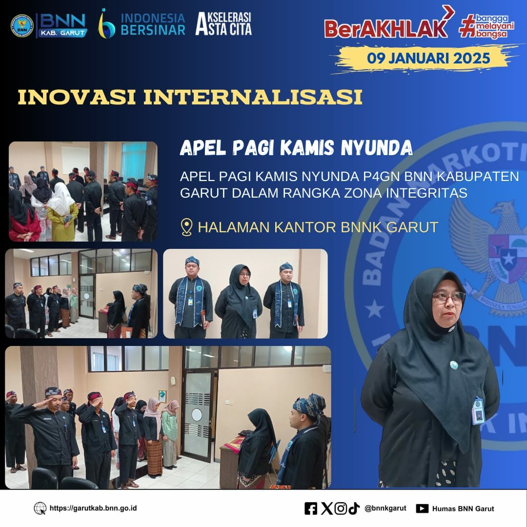 Perkuat Inovasi Internalisasi Zona Integritas, BNNK Garut Laksanakan Apel Pagi Kamis Nyunda P4GN Perkuat Inovasi Internalisasi Zona Integritas, BNNK Garut Laksanakan Apel Pagi Kamis Nyunda P4GN