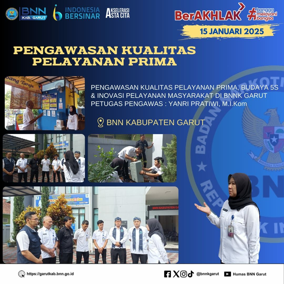 Perkuat Layanan Internalisasi dan Eksternalisasi, BNNK Garut Gelar Pengawasan Kualitas Pelayanan Prima dan Budaya 5S Perkuat Layanan Internalisasi dan Eksternalisasi, BNNK Garut Gelar Pengawasan Kualitas Pelayanan Prima dan Budaya 5S