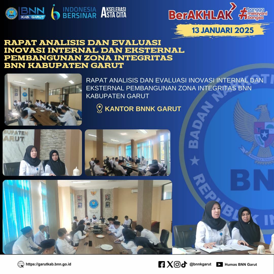 Rapat Monitoring dan Evaluasi Pencapaian Pembangunan Zona Integritas BNN Kab. Garut Rapat Monitoring dan Evaluasi Pencapaian Pembangunan Zona Integritas BNN Kab. Garut