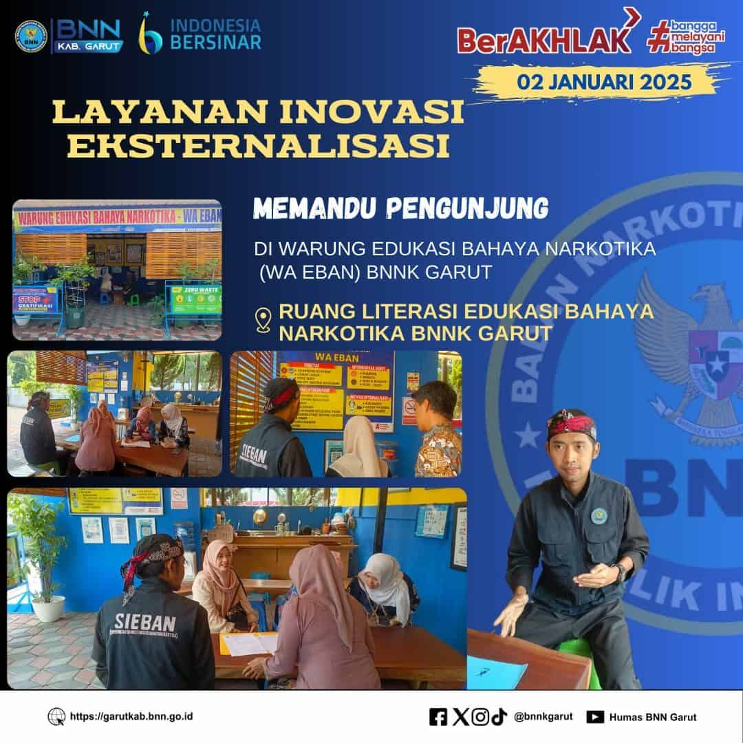 BNNK GARUT GELAR LAYANAN INOVASI EKTERNALISASI, MEMANDU PENGUNJUNG DI WARUNG EDUKASI BAHAYA NARKOTIKA (WA EBAN) BNNK GARUT BNNK GARUT GELAR LAYANAN INOVASI EKTERNALISASI, MEMANDU PENGUNJUNG DI WARUNG EDUKASI BAHAYA NARKOTIKA (WA EBAN) BNNK GARUT