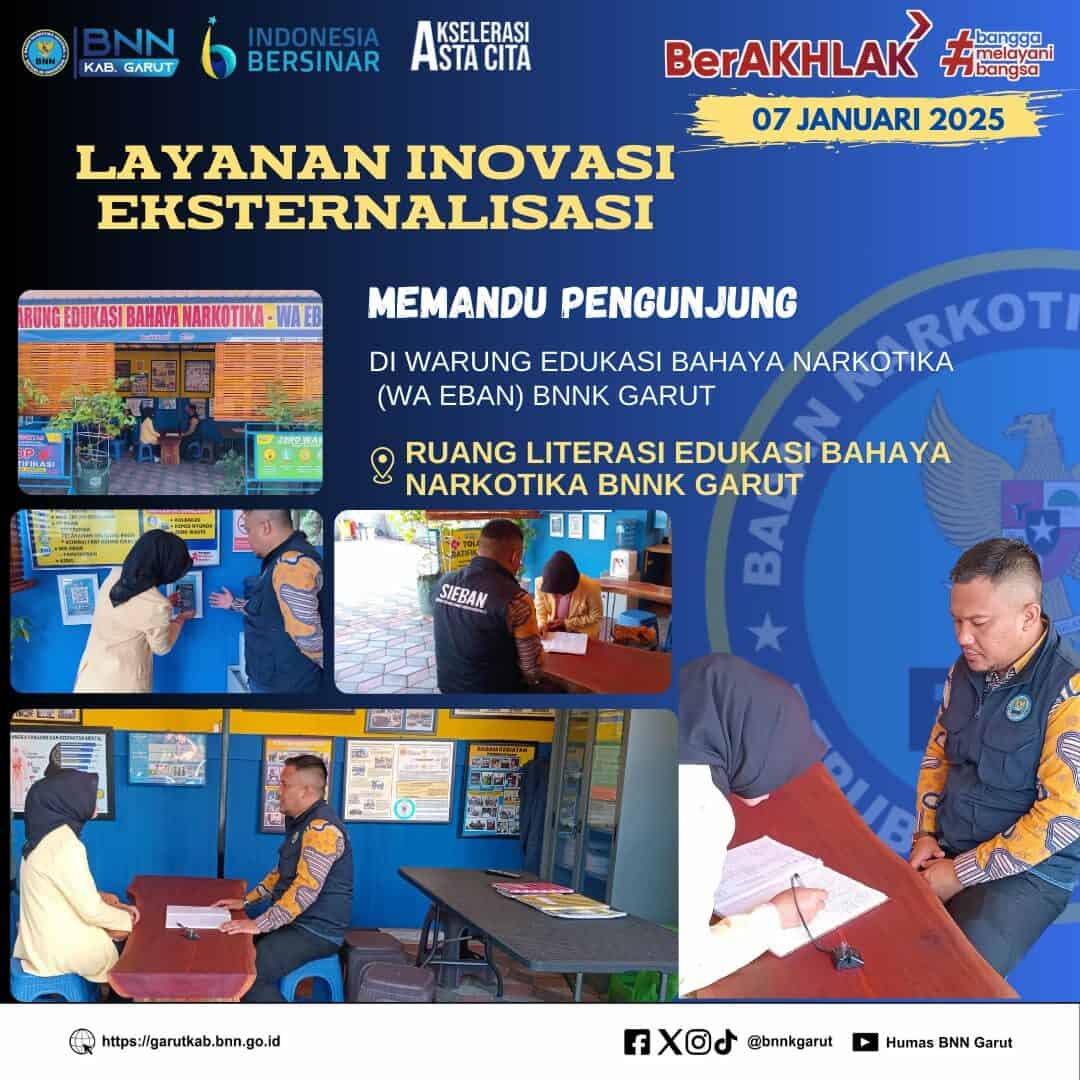 BNNK GARUT GELAR LAYANAN INOVASI EKSTERNALISASI, MEMANDU PENGUNJUNG DI WARUNG EDUKASI BAHAYA NARKOTIKA (WA EBAN) BNNK GARUT BNNK GARUT GELAR LAYANAN INOVASI EKSTERNALISASI, MEMANDU PENGUNJUNG DI WARUNG EDUKASI BAHAYA NARKOTIKA (WA EBAN) BNNK GARUT