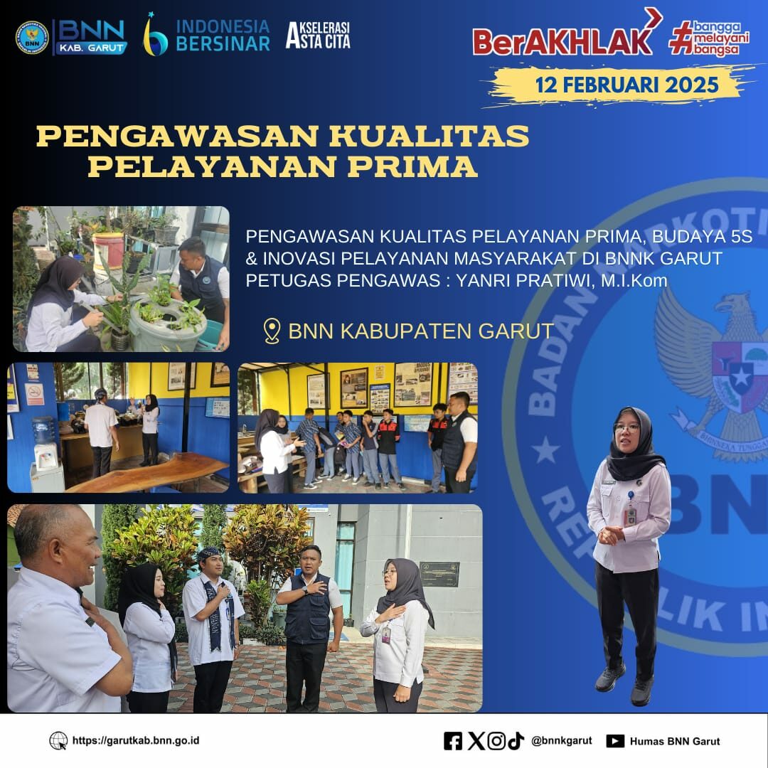 BNNK Garut Gelar Pengawasan Kualitas Pelayanan Prima dan Budaya 5S Di Lingkungan BNNK Garut BNNK Garut Gelar Pengawasan Kualitas Pelayanan Prima dan Budaya 5S Di Lingkungan BNNK Garut