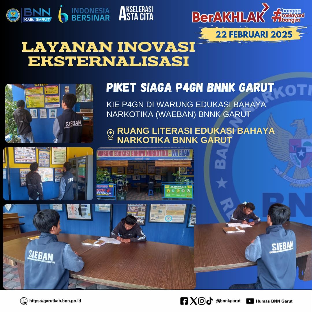 PERKUAT KIE P4GN, BNNK GARUT LAKSANAKAN PIKET SIAGA P4GN DI WARUNG EDUKASI BAHAYA NARKOTIKA (WA EBAN) BNNK GARUT PERKUAT KIE P4GN, BNNK GARUT LAKSANAKAN PIKET SIAGA P4GN DI WARUNG EDUKASI BAHAYA NARKOTIKA (WA EBAN) BNNK GARUT