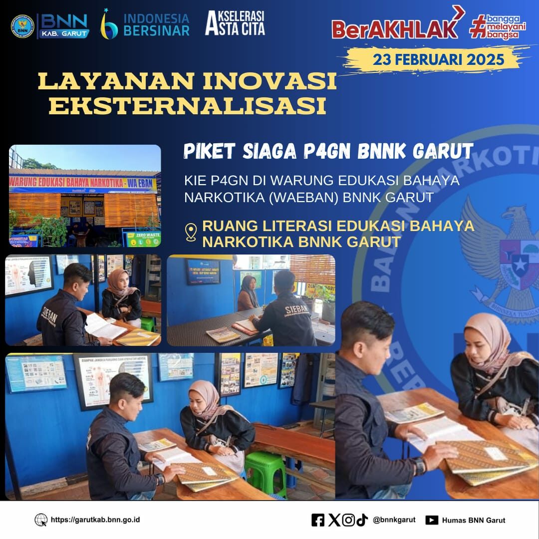 PERKUAT KIE P4GN, BNNK GARUT LAKSANAKAN PIKET SIAGA P4GN DI WARUNG EDUKASI BAHAYA NARKOTIKA (WA EBAN) BNNK GARUT PERKUAT KIE P4GN, BNNK GARUT LAKSANAKAN PIKET SIAGA P4GN DI WARUNG EDUKASI BAHAYA NARKOTIKA (WA EBAN) BNNK GARUT