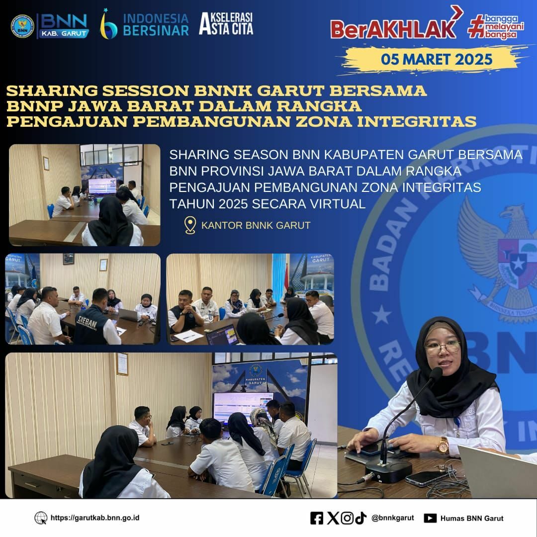 BNNK Garut Gelar Sharing Session Dalam Rangka Pembangunan Zona Integritas Tahun 2025 BNNK Garut Gelar Sharing Session Dalam Rangka Pembangunan Zona Integritas Tahun 2025