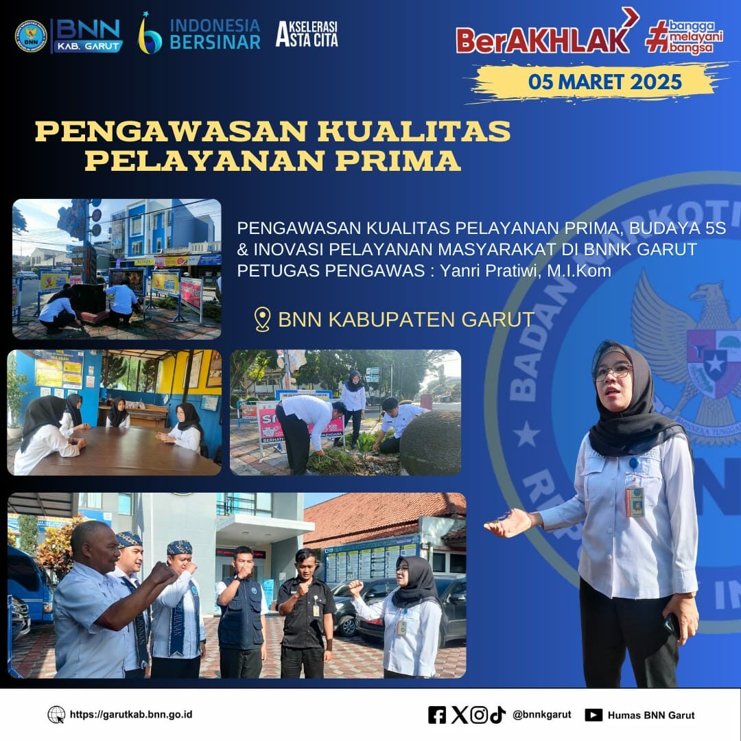 BNNK Garut Laksanakan Pengawasan Kualitas Pelayanan Prima dan Budaya 5S Di Lingkungan BNNK Garut BNNK Garut Laksanakan Pengawasan Kualitas Pelayanan Prima dan Budaya 5S Di Lingkungan BNNK Garut
