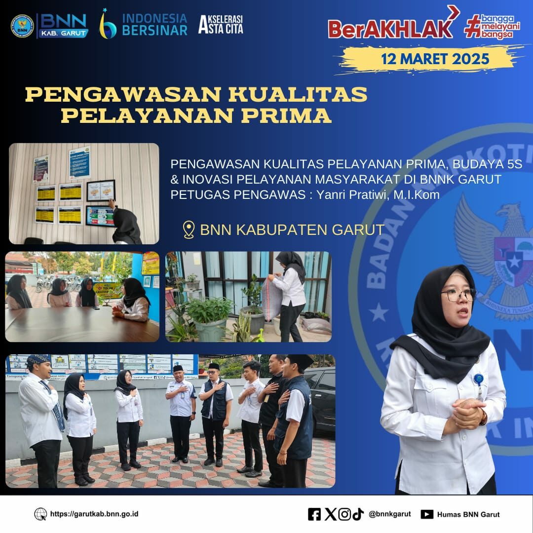 BNNK Garut Perkuat Pengawasan Kualitas Pelayanan Prima dan Budaya 5S Di Lingkungan BNNK Garut BNNK Garut Perkuat Pengawasan Kualitas Pelayanan Prima dan Budaya 5S Di Lingkungan BNNK Garut