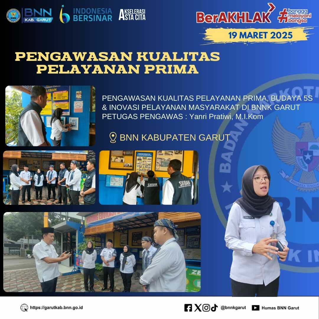 BNNK Garut Perkuat Pengawasan Kualitas Pelayanan Prima dan Budaya 5S Di Lingkungan BNNK Garut BNNK Garut Perkuat Pengawasan Kualitas Pelayanan Prima dan Budaya 5S Di Lingkungan BNNK Garut