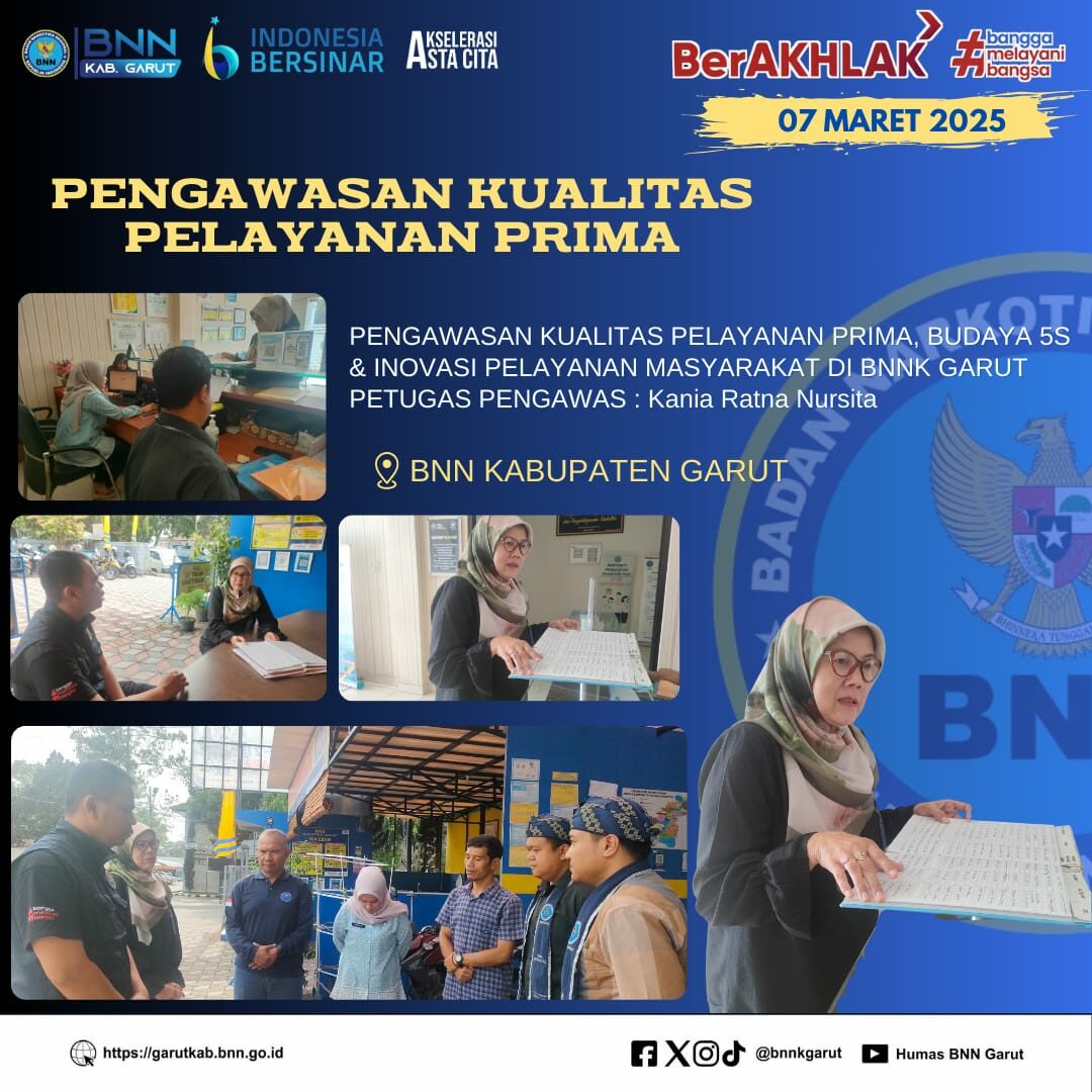 BNNK Garut Perkuat Pengawasan Kualitas Pelayanan Prima dan Budaya 5S Di Lingkungan BNNK Garut BNNK Garut Perkuat Pengawasan Kualitas Pelayanan Prima dan Budaya 5S Di Lingkungan BNNK Garut