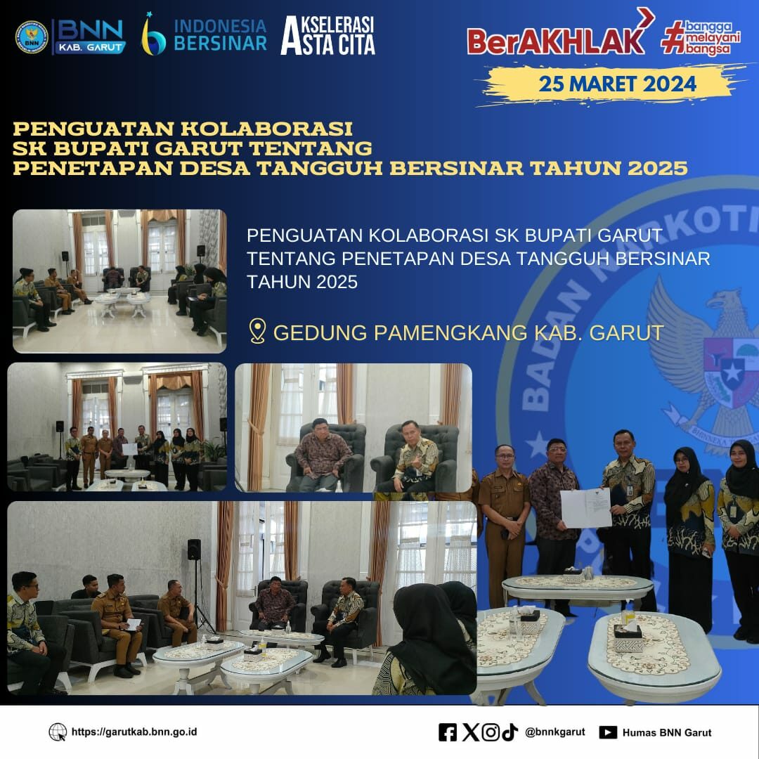 Penyerahan Surat Keputusan Penetapan Desa Tangguh Bersih Narkoba Kabupaten Garut Tahun 2025