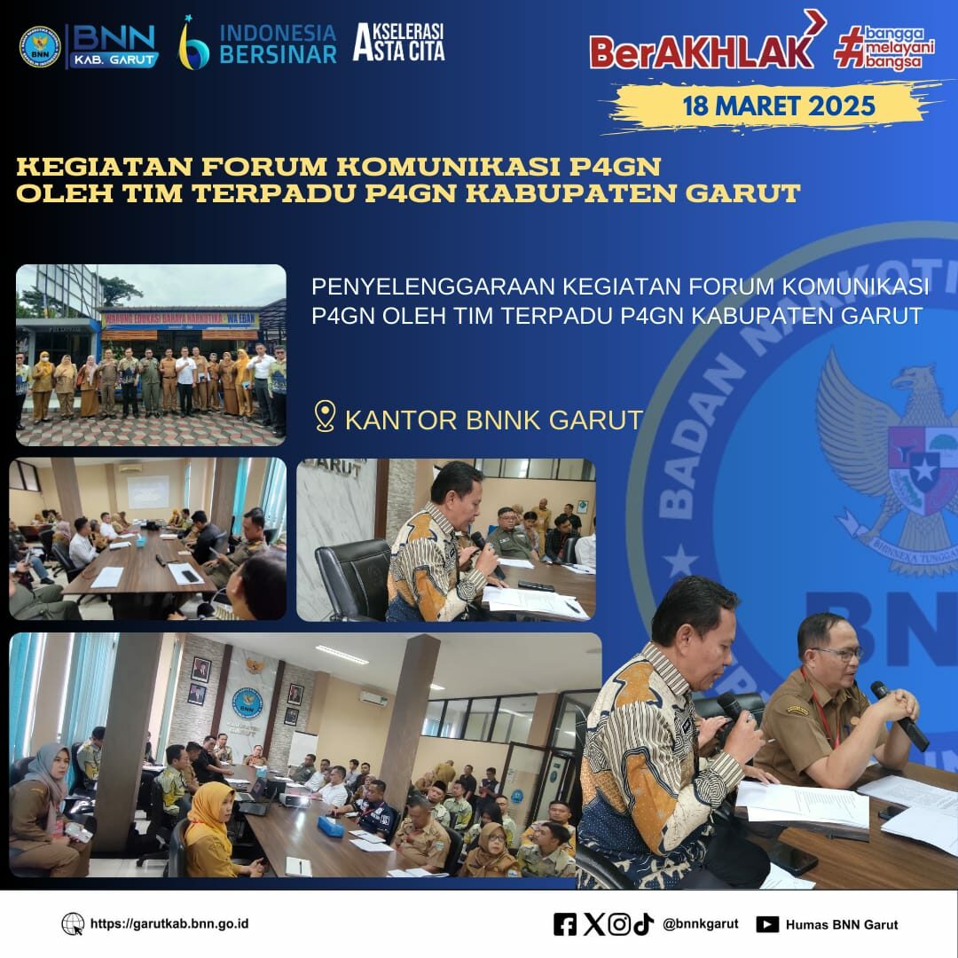 Penyelenggaraan Kegiatan Forum Komunikasi P4GN Oleh Tim Terpadu P4GN Kabupaten Garut Penyelenggaraan Kegiatan Forum Komunikasi P4GN Oleh Tim Terpadu P4GN Kabupaten Garut