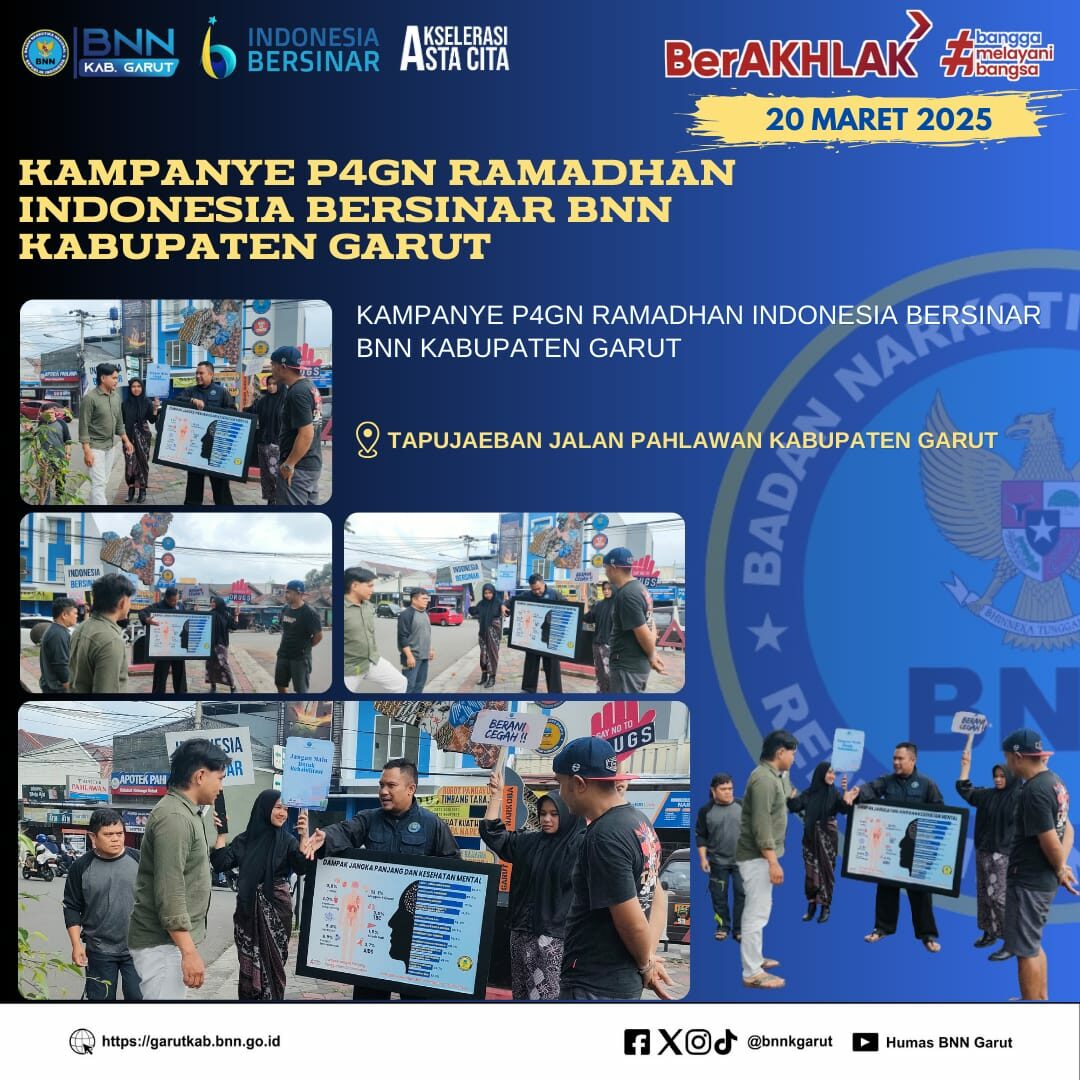 Perkuat P4GN, BNNK Garut Gelar Kampanye P4GN Ramadhan Indonesia BERSINAR Perkuat P4GN, BNNK Garut Gelar Kampanye P4GN Ramadhan Indonesia BERSINAR