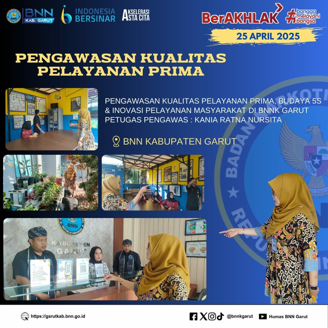 BNNK Garut Adakan Pengawasan Guna Tingkatkan Kualitas Pelayanan Prima dan Budaya 5S,