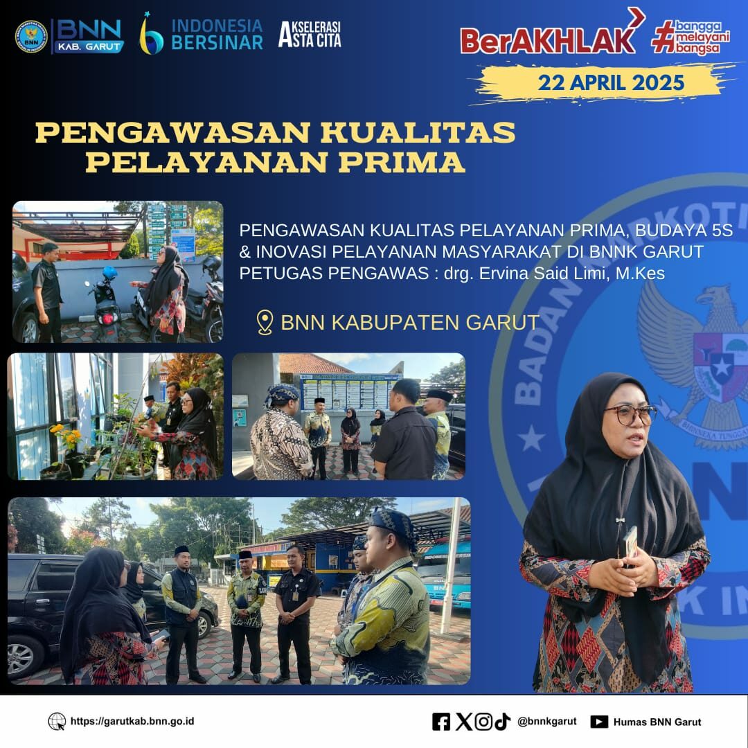 BNNK Garut Perkuat Pengawasan Kualitas Pelayanan Prima dan Budaya 5S di