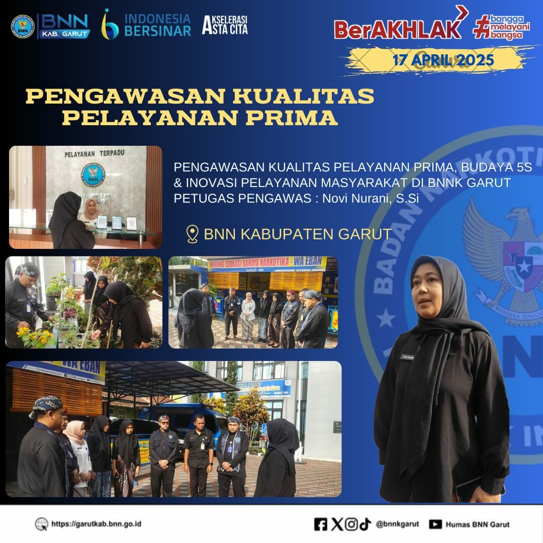 BNNK Garut Perkuat Pengawasan Kualitas Pelayanan Prima dan Budaya 5S