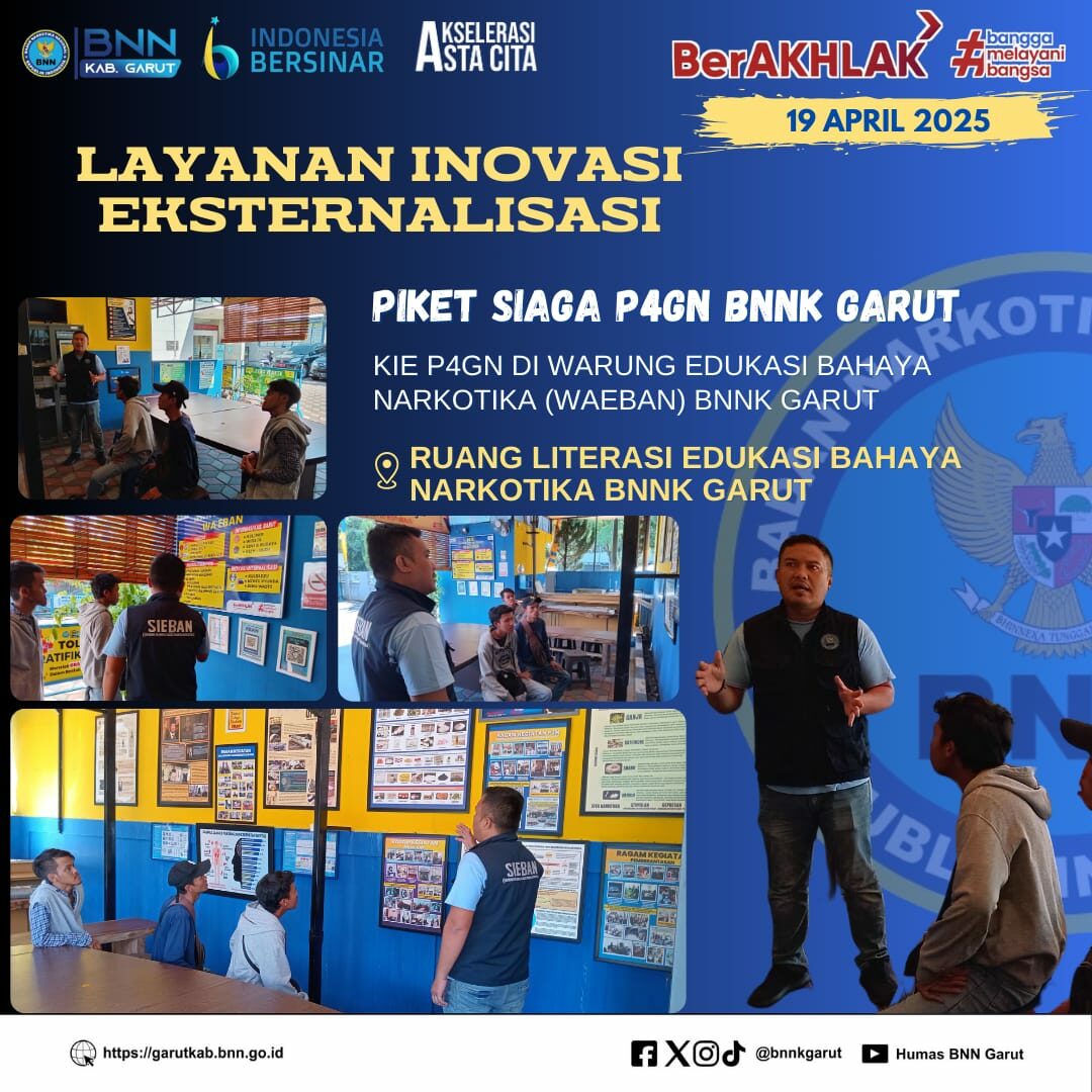 BNNK GARUT LAKSANAKAN PIKET SIAGA KIE P4GN DI WARUNG EDUKASI BAHAYA NARKOTIKA (WA EBAN) BNNK GARUT