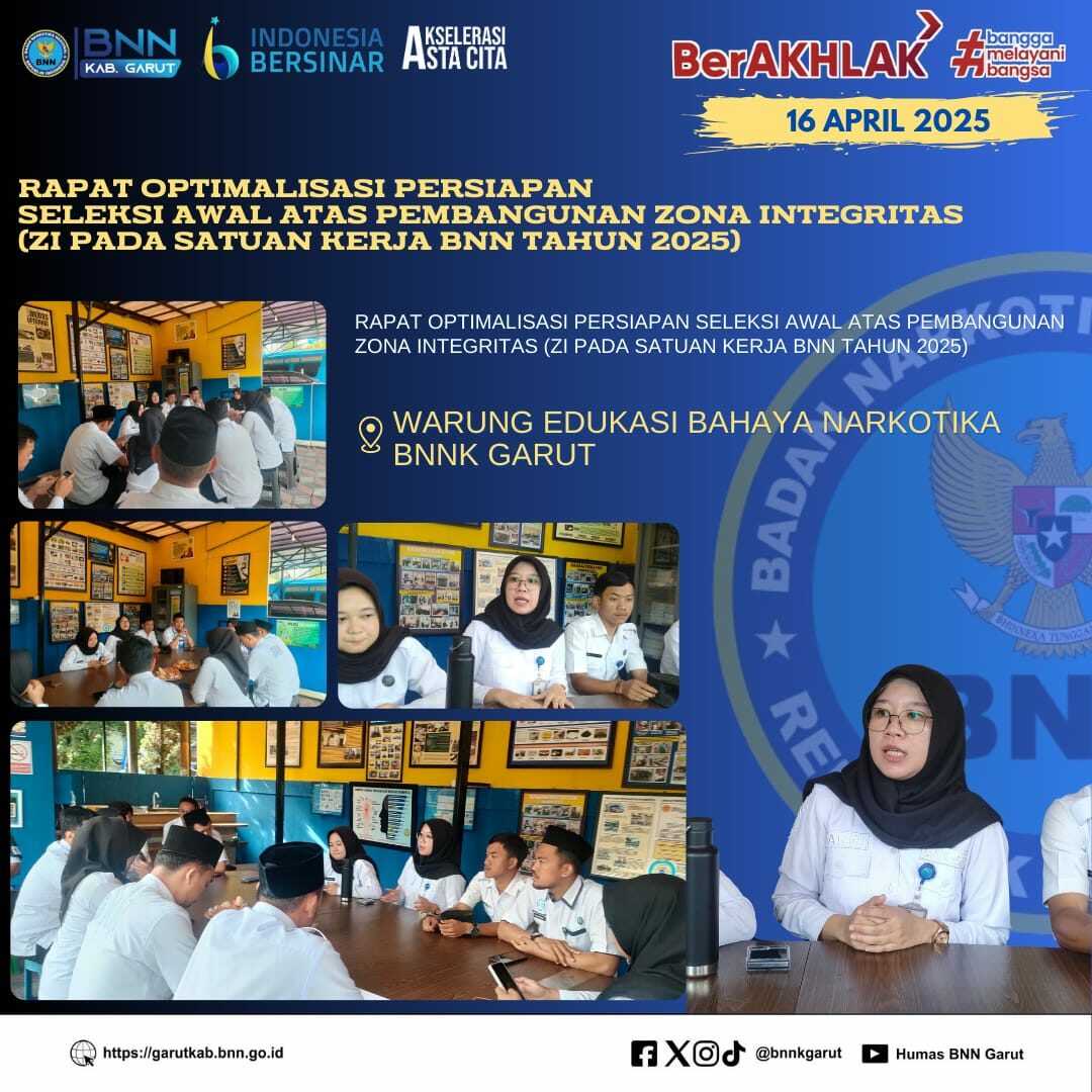BNNK Garut Gelar Rapat Optimalisasi Persiapan Desk Evaluasi Pembangunan Zona Integritas