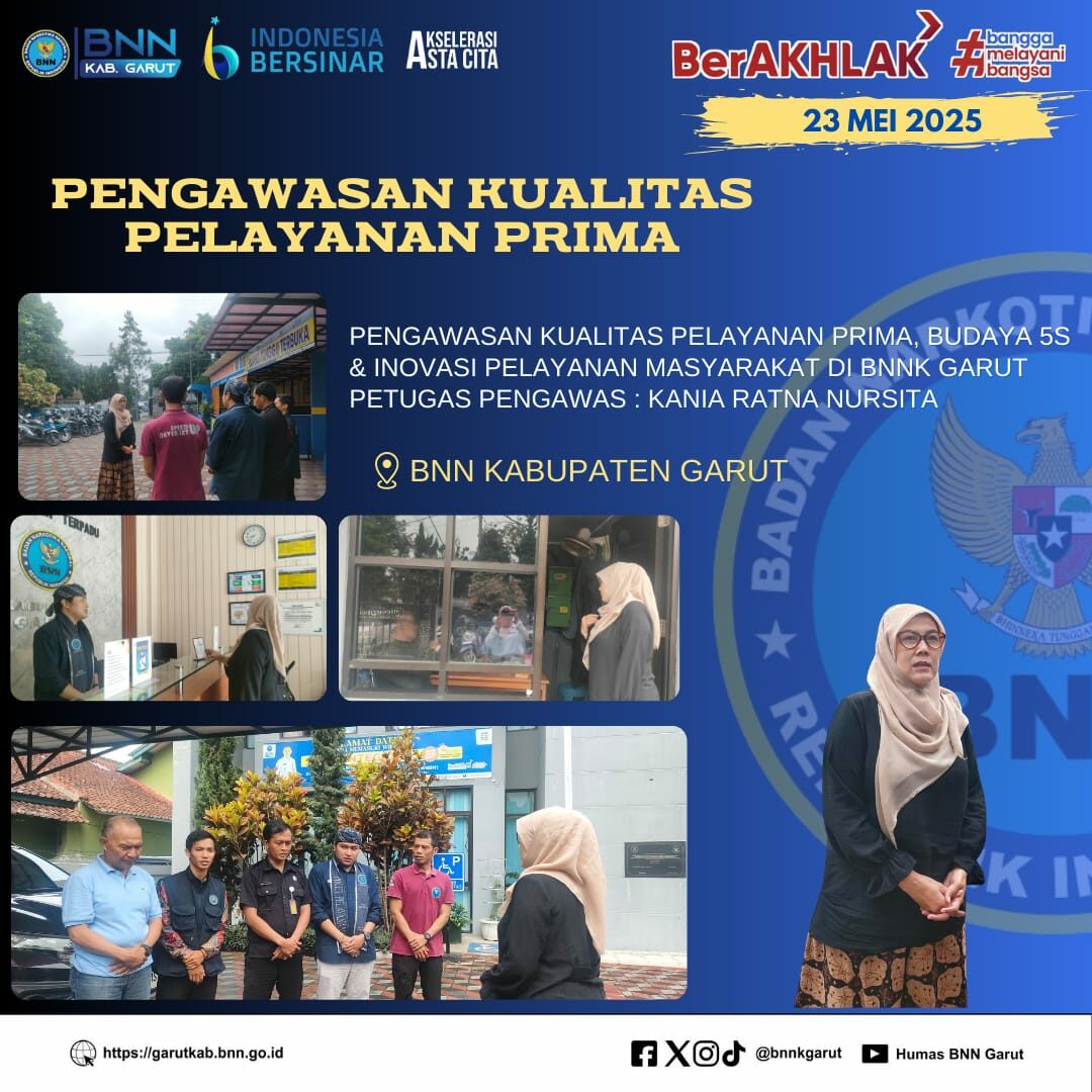 PERKUAT KUALITAS PELAYANAN PRIMA DAN BUDAYA 5S, BNNK GARUT GELAR PENGAWASAN INOVASI EKSTERNALISASI