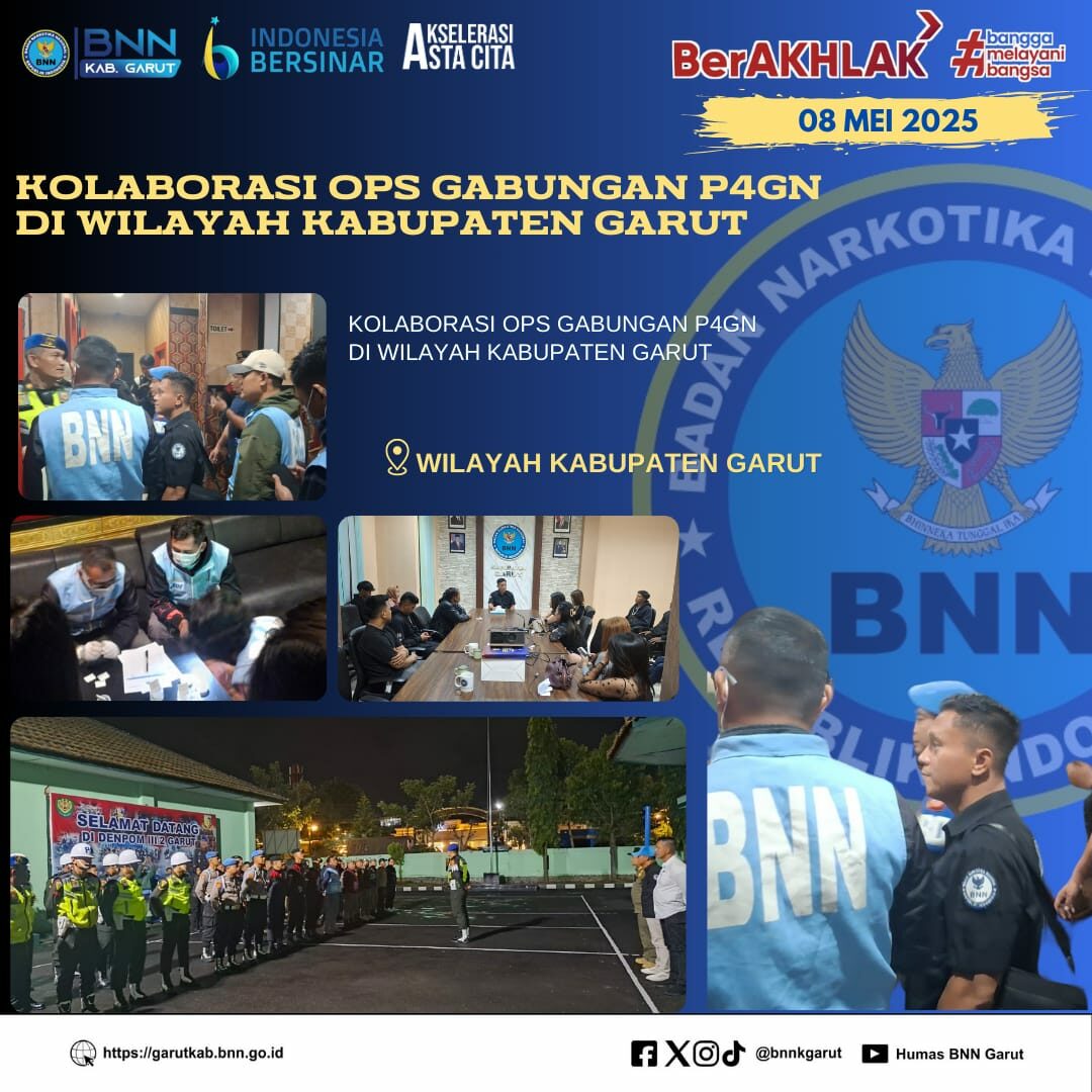 Perkuat P4GN, BNNK Garut Adakan Kolaborasi OPS Gabungan P4GN di Wilayah Kabupaten Garut