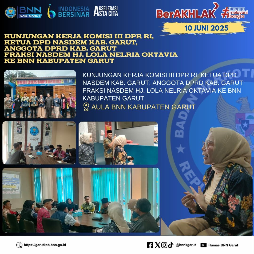 BNNK Garut Terima Kunjungan Kerja Anggota Komisi III DPR RI
