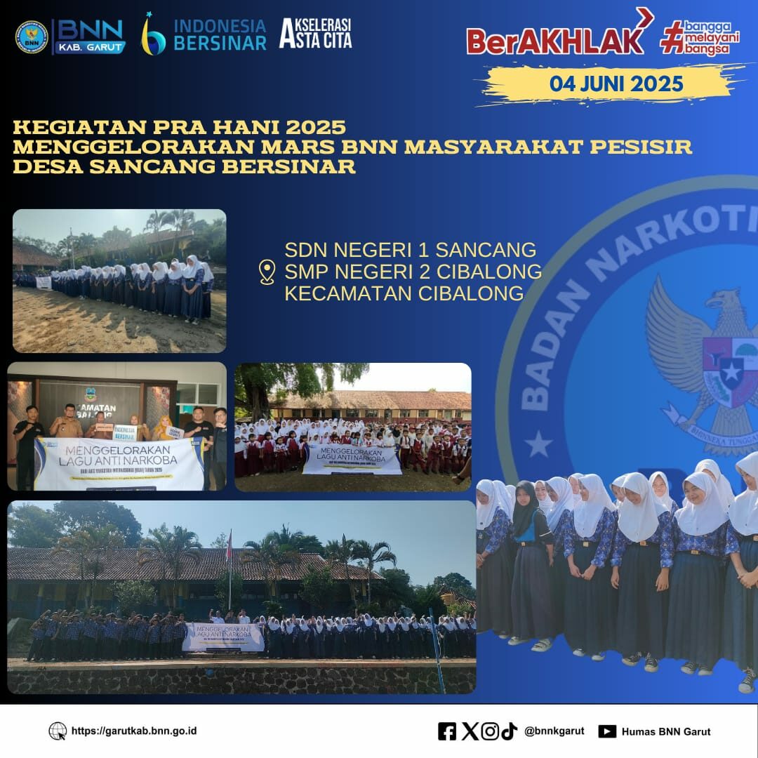 Kegiatan PRA HANI BNNK Garut 2025, Menggelorakan Mars BNN Masyarakat Pesisir Desa Sancang BERSINAR